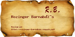Rozinger Barnabás névjegykártya
