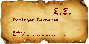 Rozinger Barnabás névjegykártya